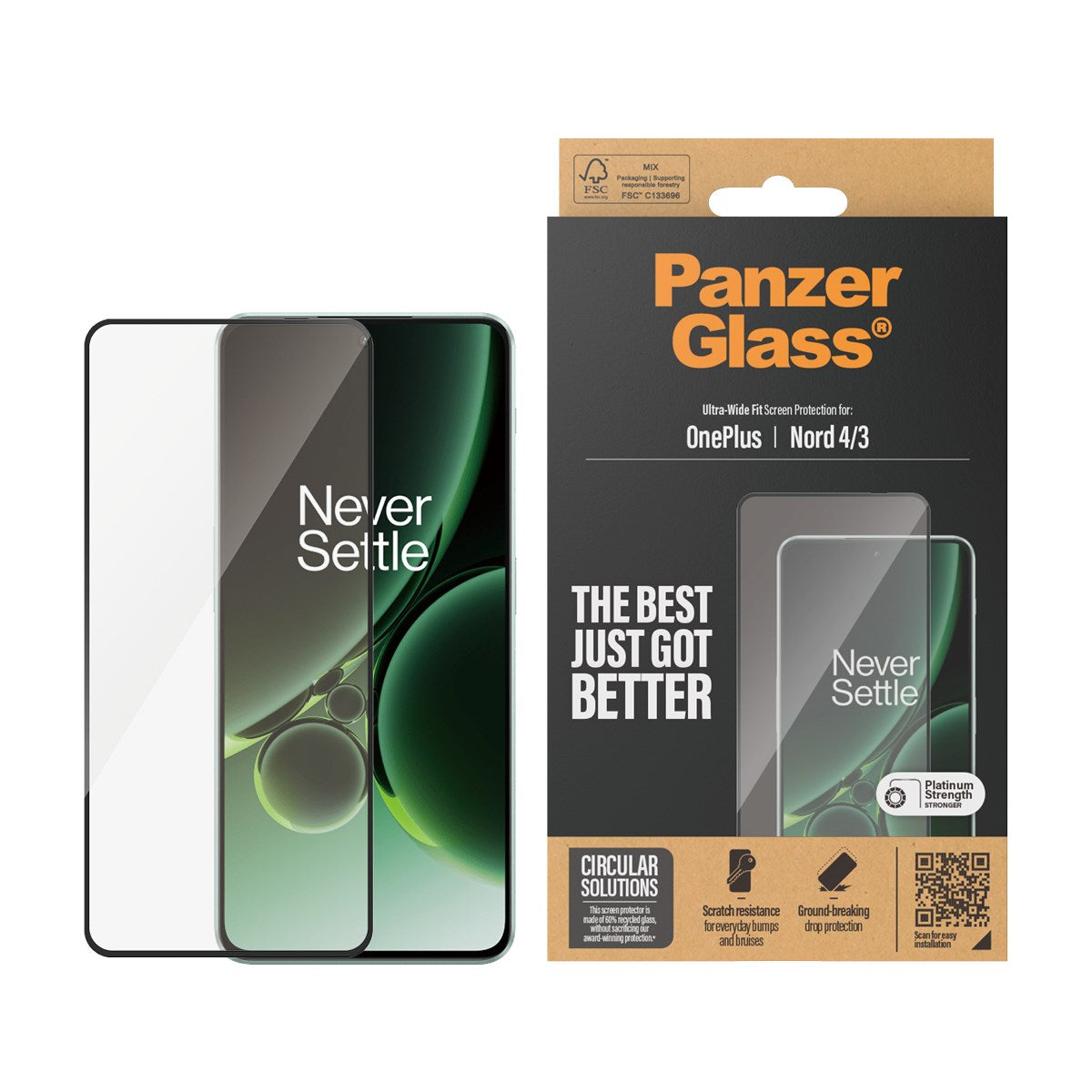 PanzerGlass® Skærmbeskyttelse OnePlus Nord 4 | 3 | Ultra-Wide Fit